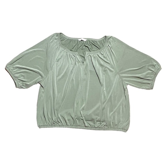 Lucky Brand Sandwashed Peasant Top In Green Sz XL - Picture 7 of 11